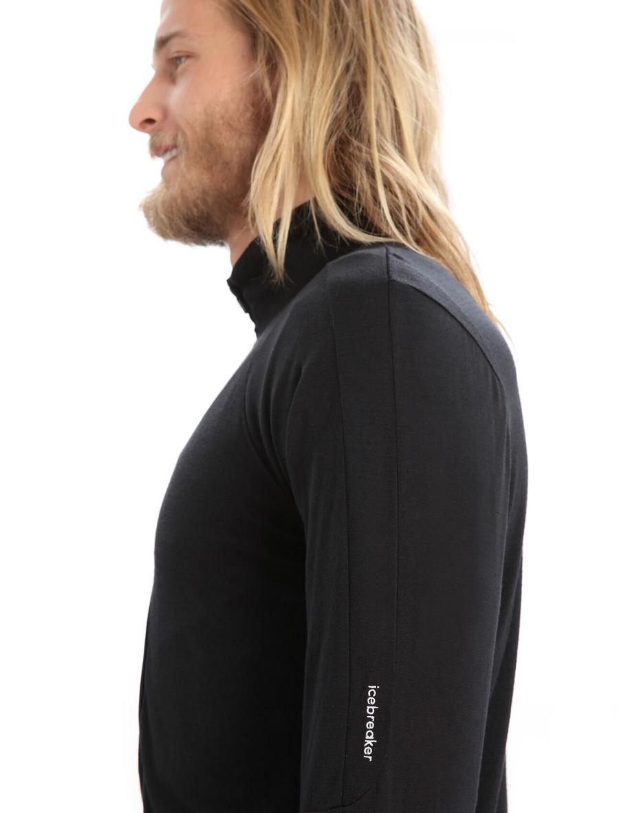 Men's Icebreaker ZoneKnit™ Merino Long Sleeve Zip Hoodie Black | CA 1686ZUTG